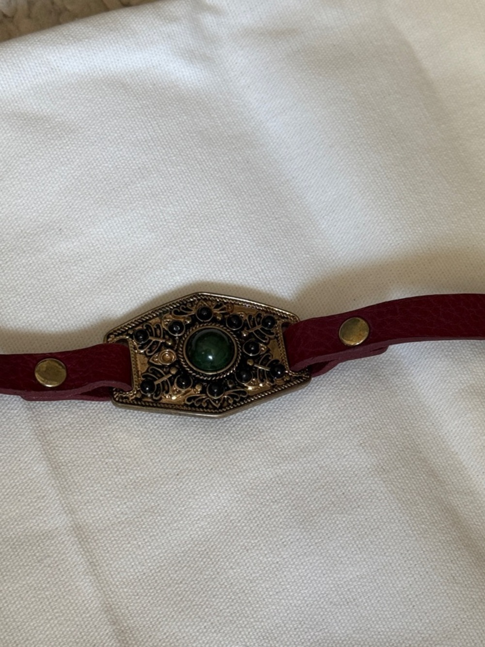 Topshop Pendant Red Strap Brass Bracelet - Picture 2 of 4